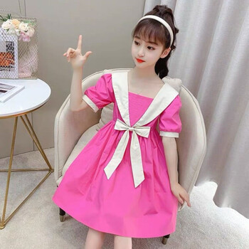 洛童欧女童裙子夏季9-12岁中大童连衣裙小女孩子百搭外穿洋气小裙子夏