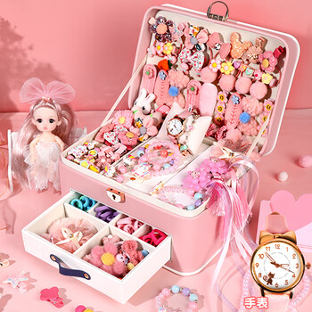 绿之爱玩具女孩生日礼物圣诞节7-14岁6爱莎公主7首饰盒5冰雪奇缘8女童10 皮质礼盒】双层首饰礼盒