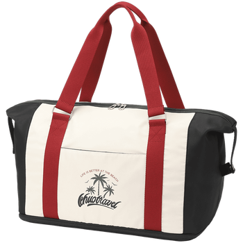 乐活旅行椰树印花拼色旅行包 黑色配米色手提包质量如何（乐活户外怎么样）