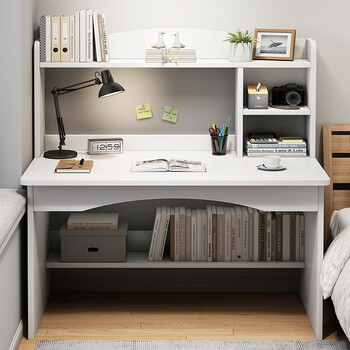 米昊 书桌学习桌小型书架组合一体桌子电脑桌家用学生简易书桌学习桌 【简约经济款】暖白色100cm
