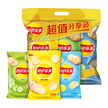 乐事(lays)组合包(原味 黄瓜 青柠) 70克*3包 零食大礼包六一礼包