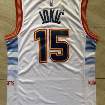 沃泽隆约基奇掘金队15号白色2022年城市版球服刺绣比赛队服篮球背心