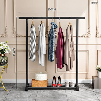 维诺亚晾衣架落地家用卧室挂衣服折叠单杆简易室内宿舍移动晒凉衣帽架