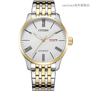 西铁城citizen日本复古简约间金色钢带日期显示机械手表男nh8354nh