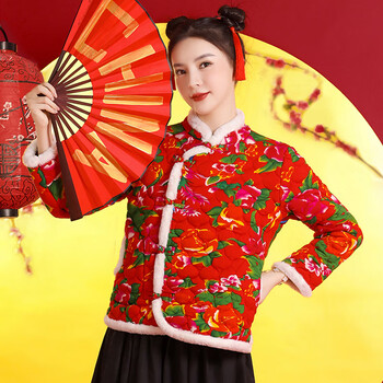 确不凡红袄女结婚娘穿的衣服东北花棉袄东北大花棉袄女士冬外套年轻网