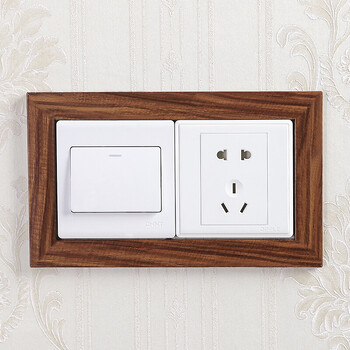 开关装饰套欧式墙壁开关保护套仿木免洗中式保护罩防尘防脏开关套客厅