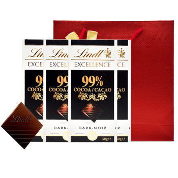 Lindt\/瑞士莲进口特醇黑巧克力100%99%90%85%78%70%海盐黑巧克力排块4块装 99%可可50g*4块
