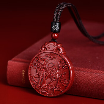 慈灵阁天然原矿朱砂火麒麟吊坠五行缺火补火饰品挂件饰品项链男士礼物