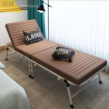 折叠床单人床现代办公室午睡床加固可躺床折叠沙发床 咖啡色