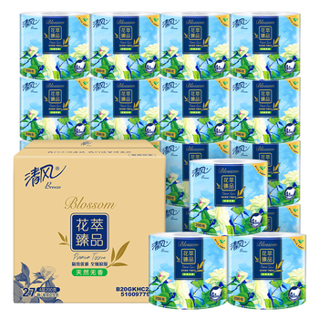 PLUS会员：清风 花萃臻品卷纸 4层200g27卷