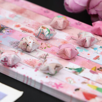 星折纸条许愿星折纸折小五角星长条纸手工diy星星条樱花樱花女孩1包8