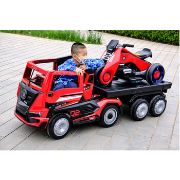 佳依乐新款儿童电动车四轮汽车遥控半挂大货车卡车头