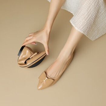 黑色米白色杏色女鞋牛皮女鞋黑色34