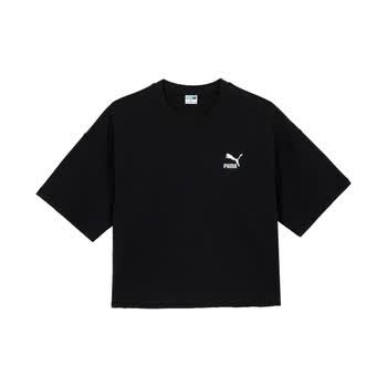 彪马puma官方新款女子休闲刺绣短袖t恤classics622963黑色01m16084a