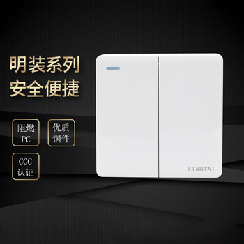 仙泰 明装开关 明装86型二开双控开关 供应明装双联双控开关 明装m8款