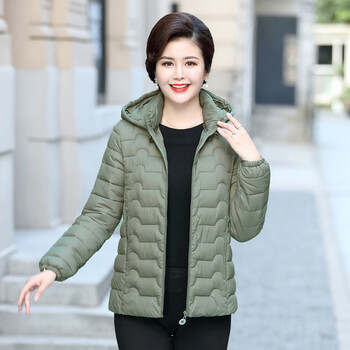 东品良衣冬季中老年羽绒服女轻薄短款加大码妈妈外套秋冬装女人羽绒 1