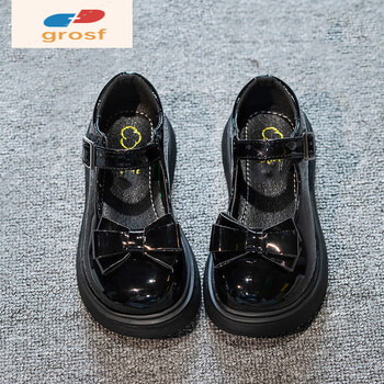 制服鞋子儿童洛丽塔鞋子萝莉塔女童jk鞋女童软底小皮鞋2022春秋 黑色