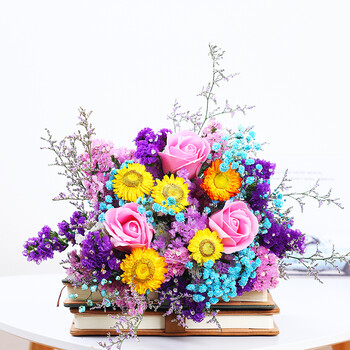 依顺 特价 家居客厅卧室装饰干花勿忘我满天星混搭干花束小雏菊深紫浅紫勿 蓝满 小雏菊 3支皂花 情人草干花包 图片价格品牌