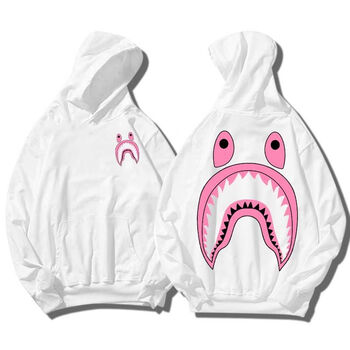 朵淑莲鲨鱼嘴卫衣s潮流鲨鱼男女情侣装连帽衫日系学生加绒加厚保暖高