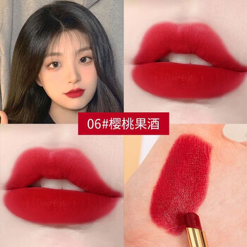 小细管细跟口红哑光丝绒防水耐汗不掉色显白小羊皮唇膏 06#樱桃果酒