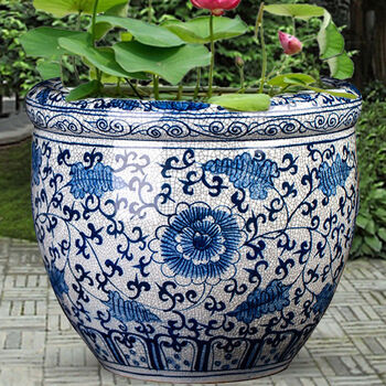 蓝桂景德镇特大陶瓷荷花庭院大缸造景养鱼家用水缸养睡莲盆缸乌龟鱼缸