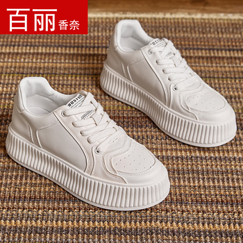 百丽香奈女鞋麦昆小白鞋女小码夏季韩版学院风高级感休闲厚底增高平底