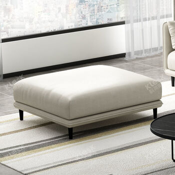 定制北欧ins轻奢简约布艺沙发脚踏搁脚蹬松木框架可拆洗单个换鞋凳米