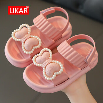 新款夏季儿童凉鞋女童公主防滑软底韩版蝴蝶结中小童女孩凉鞋 ld 粉色