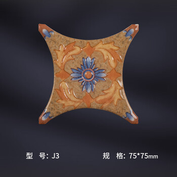 (luofuweier)圆角仿古砖瓷砖地板砖 欧式田园客厅地砖配套 角花75*75
