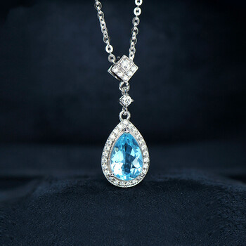 托帕石吊坠 莫桑石项链520情人节礼物送男女友 时尚女王托帕石水滴