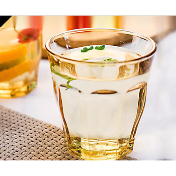 康宁玻璃杯水杯耐热玻璃杯家用喝水杯子牛奶果汁杯pyrex餐具九棱杯277