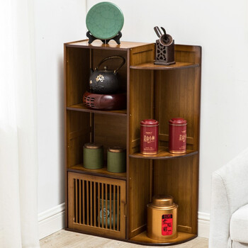 琛盛墙角茶架柜茶柜储物置物架茶桌边柜多层小茶柜