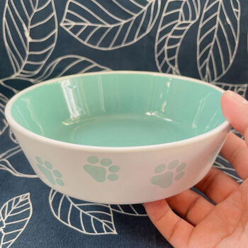 微瑕陶瓷宠物碗猫咪狗狗食盆喝水碗吃饭碗白色简约可爱打不翻微瑕绿