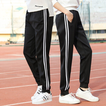 小脚校服裤子男一条杠白边束脚显瘦单杠初中高中学生加绒校裤收腿初中