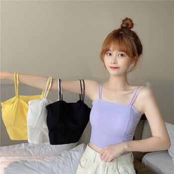 吊带背心女夏2022外穿新款冰丝内衣女学生韩版新款裹胸薄款吊带背心