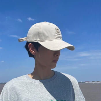 小蚊子帽子男大头围新款字母刺绣棒球帽女学生情侣显脸小百搭潮牌鸭舌帽 米色-R 大码（55-59cm）可调节