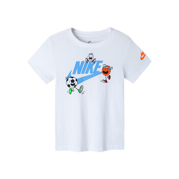 nike耐克童装夏季休闲短t中大童纯棉上衣儿童休闲短袖t恤白色s140cm