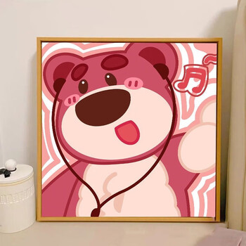 数字油画自己填色迪士尼草莓熊数字油画diy卡通动漫手绘丙烯油彩 a4