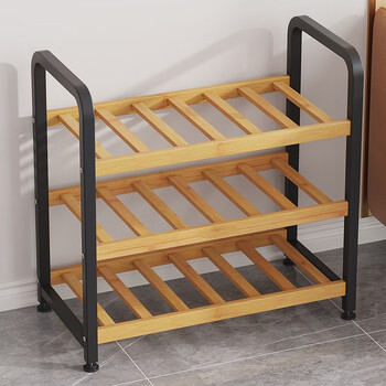 鞋架门口多层家用鞋子收纳架多功能宿舍经济小原木色三层60cm可放9双