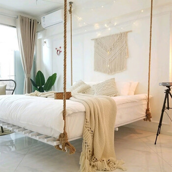 双人吊床卧室 北欧卧室家用室内悬挂秋千民宿床铁架双大成人创意摇摇