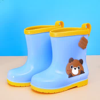 雨鞋 迪士尼晋蒙儿童雨鞋可爱卡通儿童雨鞋水靴中水鞋软底pvc中筒雨靴