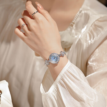 时空回廊（SKHL）手表女士品牌国表时尚潮流高中生轻奢气质贝母手链石英腕表送女友 治愈蓝