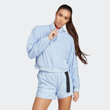 阿迪达斯adidas轻运动女装夏宽松短款运动夹克外套ic8672淡粉蓝融合蓝