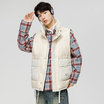 优衣库uniqlo官方旗舰店冬季新款服男马甲潮牌纯色可二开立领坎肩白