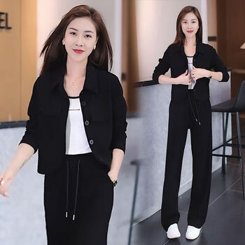 洋美丽春季女装2024新款套装40岁今年流行女春秋洋气质时尚休闲短款