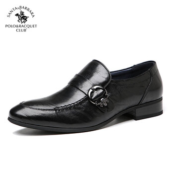 圣大保罗 羊皮男士商务鞋休闲一脚蹬低帮皮鞋男鞋 w20ae0701-01z 黑色