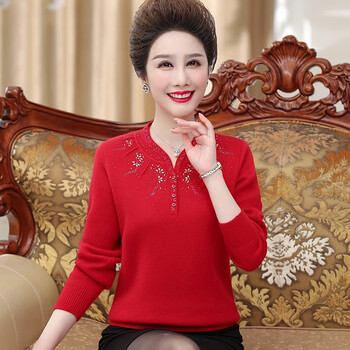 梵侈赫尔轻奢品牌中老年女装洋气加绒加厚打底衫加肥加大码胖妈妈秋冬