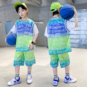 dpqa361官方aj儿童装男童夏装套装2024新款夏季篮球服运nike蓝色120cm