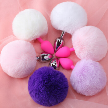 私人密码sm兔尾巴后庭肛塞尾巴另类玩具性女插入房事用品硅胶白润滑剂