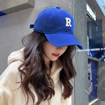 潮流新款字母网红帽子ins春秋夏季遮阳防晒鸭舌帽韩版男大r蓝色可调节